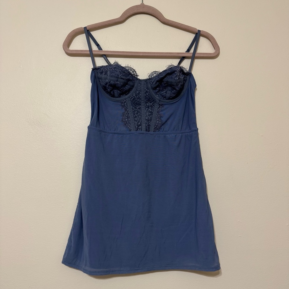 Urban Outfitters Modern Love Corset Blue Lace Mini Dress